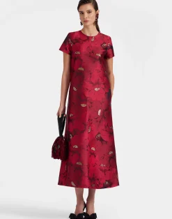 La DoubleJ Vestiti<Swing DressRuby Red in Jacquard