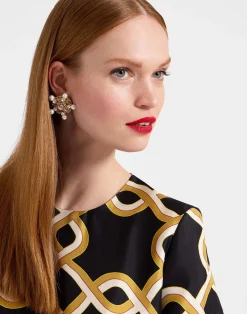 La DoubleJ Vestiti<Swing DressTackle Black in Silk Twill With Feathers