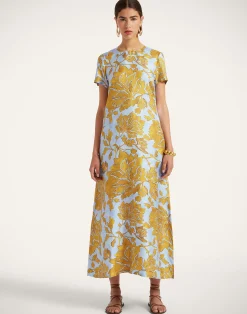 La DoubleJ Vestiti<Swing DressTangle Light Blue in Silk Twill