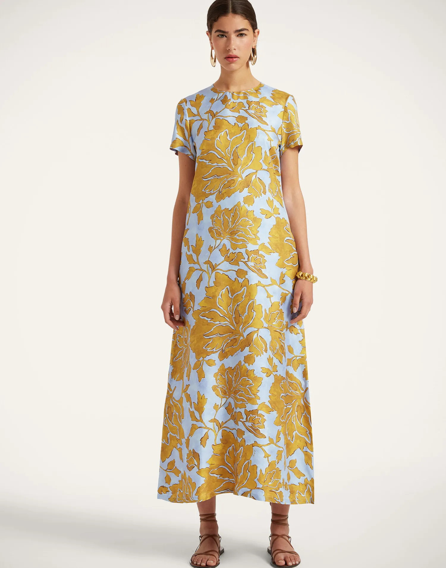 La DoubleJ Vestiti<Swing DressTangle Light Blue in Silk Twill
