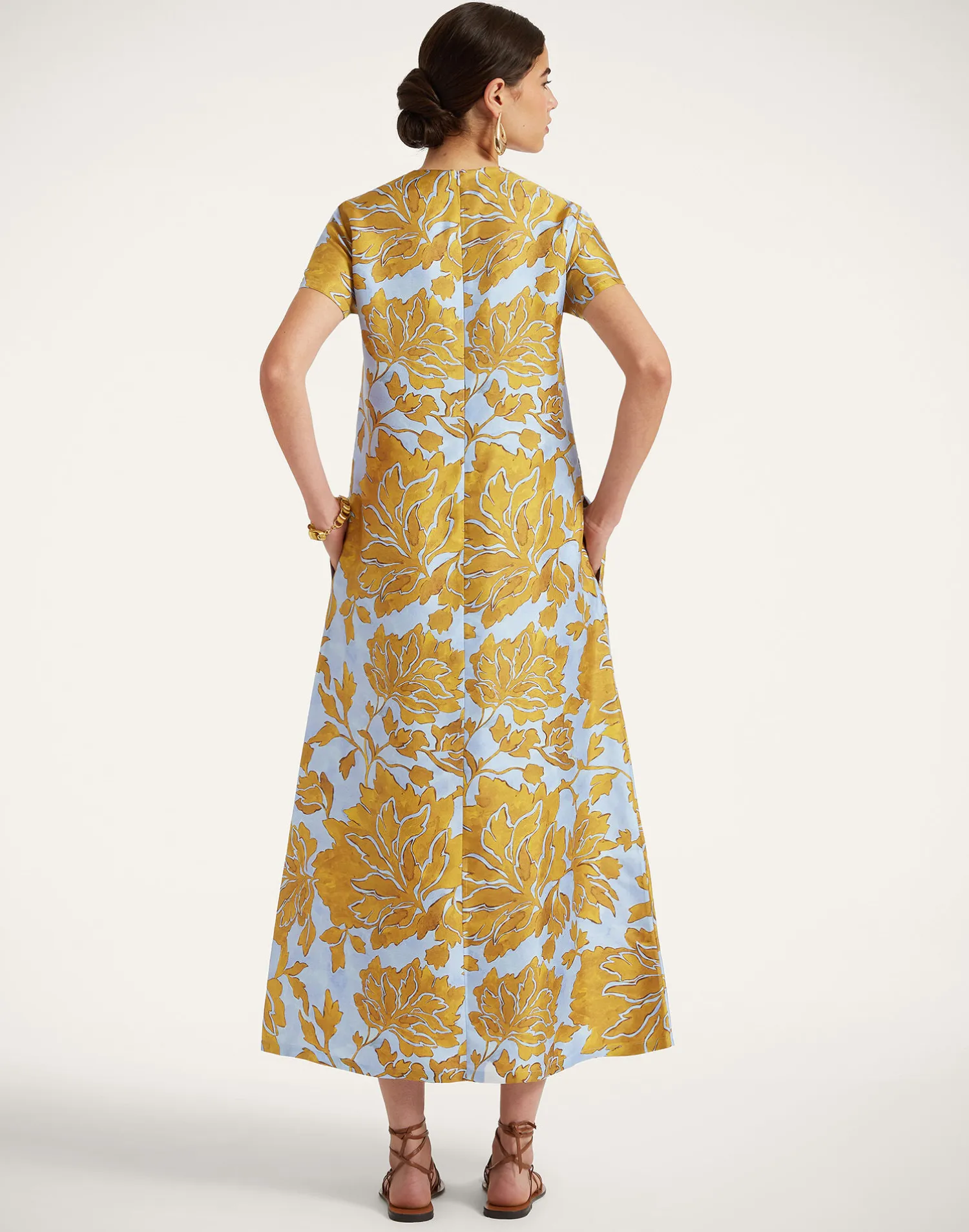 La DoubleJ Vestiti<Swing DressTangle Light Blue in Silk Twill