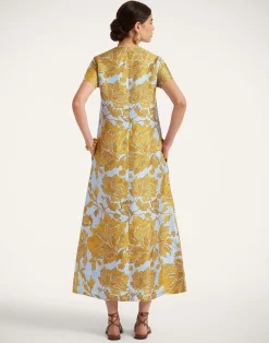 La DoubleJ Party Dressing<Swing DressTangle Light Blue in Silk Twill