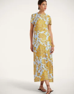 La DoubleJ Party Dressing<Swing DressTangle Light Blue in Silk Twill
