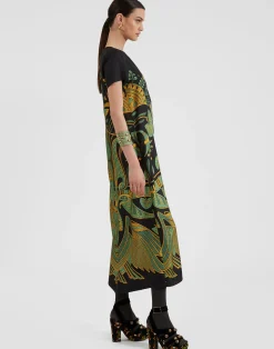 La DoubleJ Vestiti<Swing DressThe Nile Plac&eacute;e Black in Silk Twill