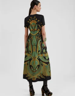 La DoubleJ Vestiti<Swing DressThe Nile Plac&eacute;e Black in Silk Twill