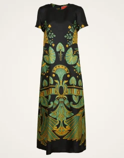 La DoubleJ Vestiti<Swing DressThe Nile Plac&eacute;e Black in Silk Twill