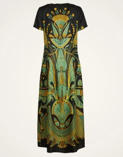 La DoubleJ Vestiti<Swing DressThe Nile Plac&eacute;e Black in Silk Twill