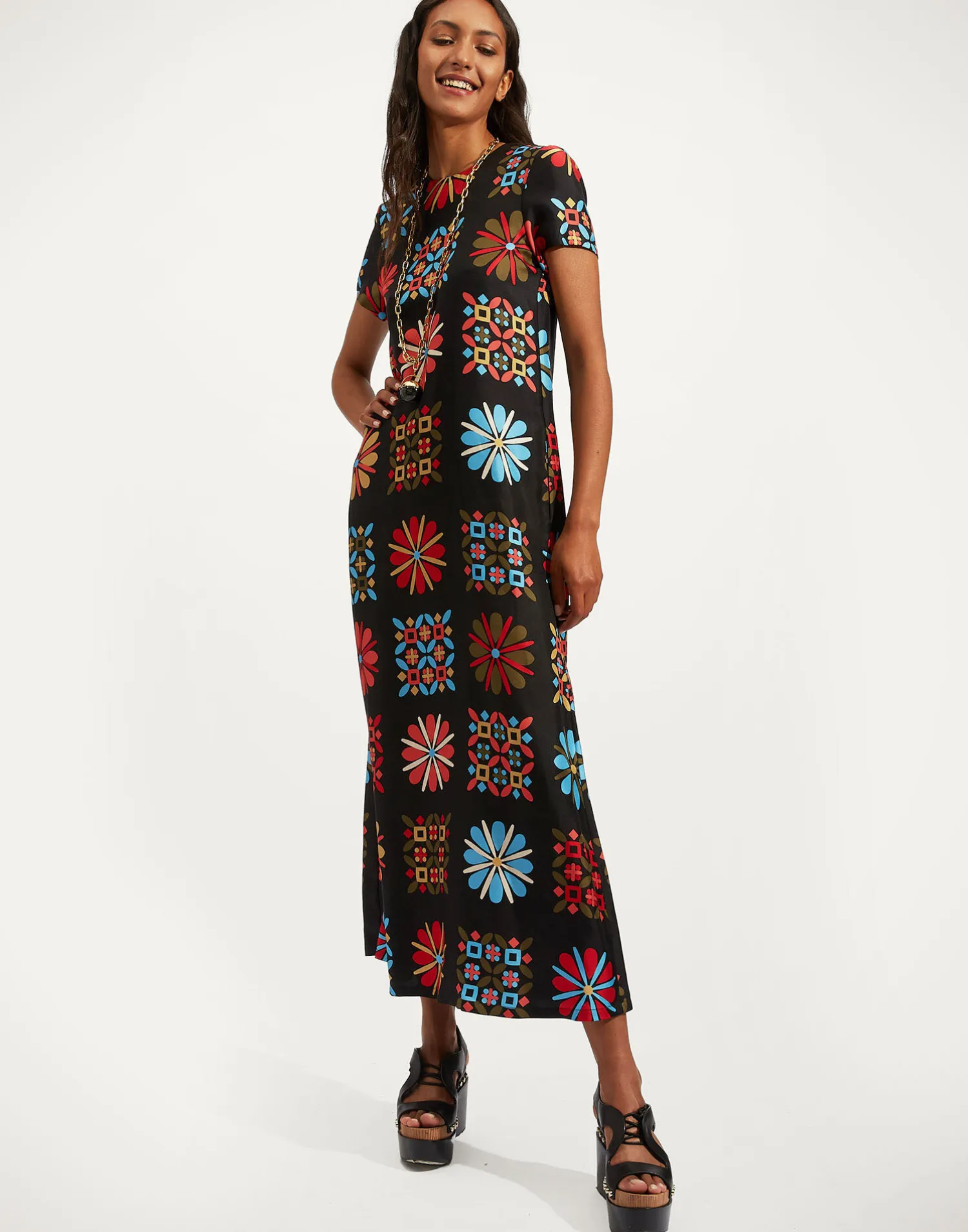 La DoubleJ Vestiti<Swing DressVetrata Grande in Silk Twill