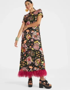 La DoubleJ Vestiti<Swing Dress (With Feathers)Eden in Twill Silk