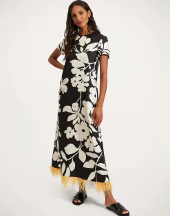 La DoubleJ Vestiti<Swing Dress (With Feathers)Winter Jasmine in Twill Silk