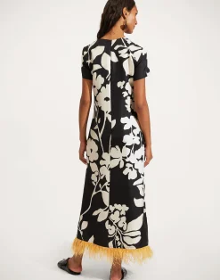 La DoubleJ Vestiti<Swing Dress (With Feathers)Winter Jasmine in Twill Silk