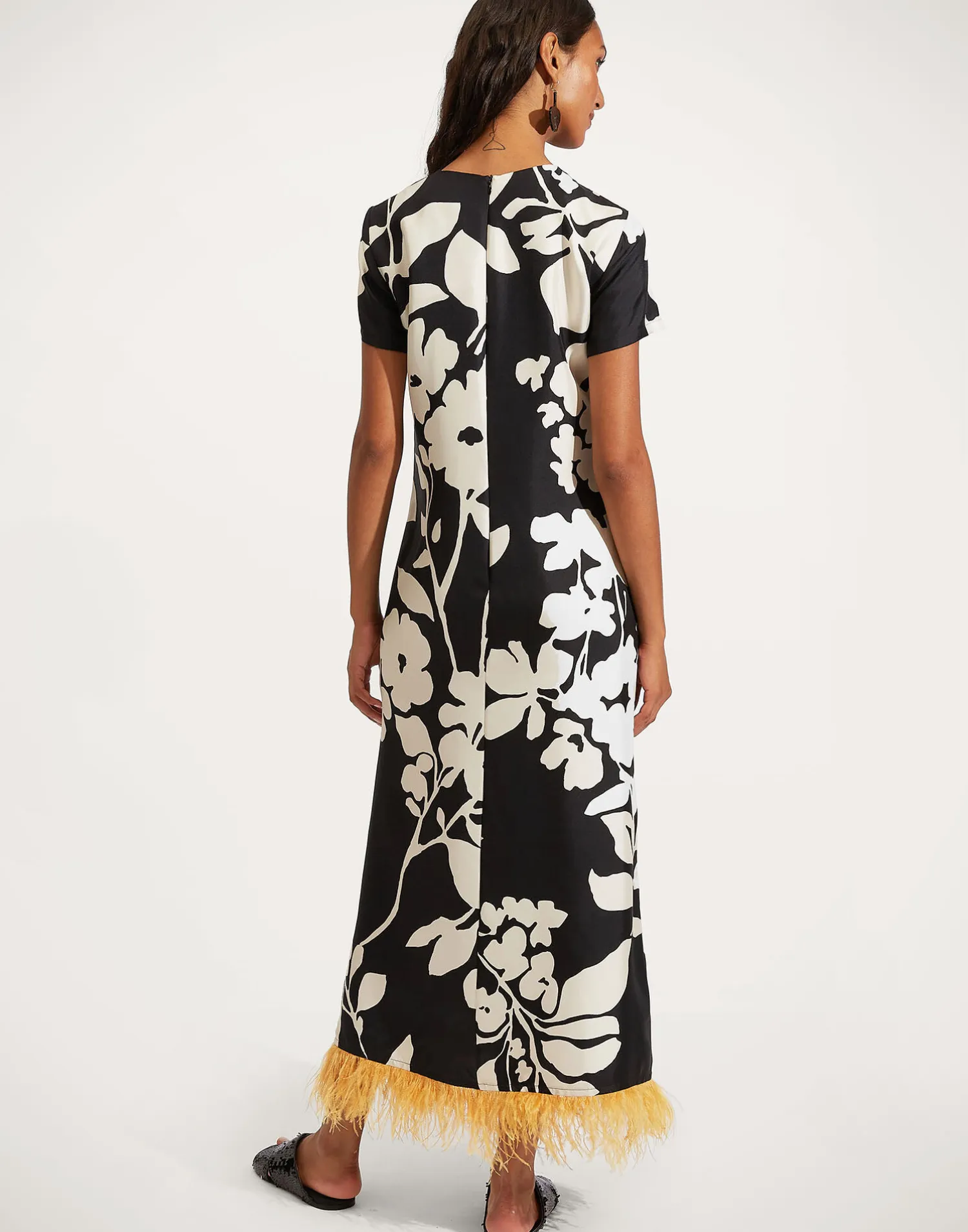 La DoubleJ Vestiti<Swing Dress (With Feathers)Winter Jasmine in Twill Silk