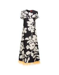 La DoubleJ Vestiti<Swing Dress (With Feathers)Winter Jasmine in Twill Silk