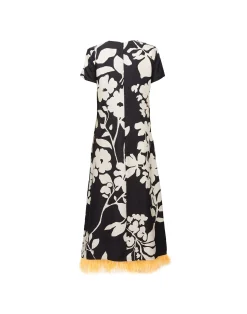 La DoubleJ Vestiti<Swing Dress (With Feathers)Winter Jasmine in Twill Silk