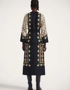 La DoubleJ Vestiti<The Apericena DressDazed Plac&eacute;e Black in Silk Twill