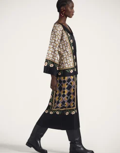 La DoubleJ Vestiti<The Apericena DressDazed Plac&eacute;e Black in Silk Twill