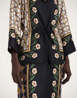 La DoubleJ Vestiti<The Apericena DressDazed Plac&eacute;e Black in Silk Twill