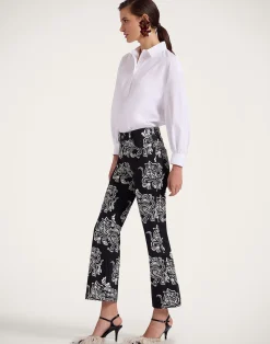 La DoubleJ Denim|Pantaloni E Shorts<The Cropped Flare JeanCrazy Tigers Black & White in Cotton Drill