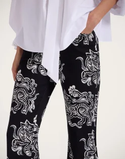 La DoubleJ Denim|Pantaloni E Shorts<The Cropped Flare JeanCrazy Tigers Black & White in Cotton Drill