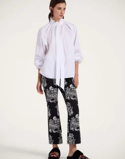 La DoubleJ Denim|Pantaloni E Shorts<The Cropped Flare JeanCrazy Tigers Black & White in Cotton Drill