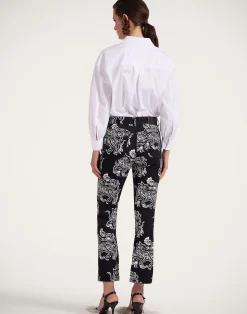 La DoubleJ Denim|Pantaloni E Shorts<The Cropped Flare JeanCrazy Tigers Black & White in Cotton Drill