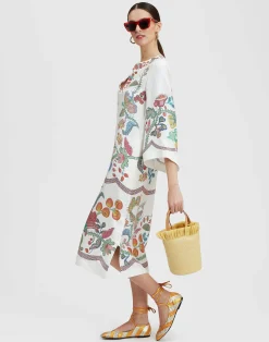 La DoubleJ Vestiti<The KaftanGrenadilla Plac&eacute;e Off White in Silk Twill