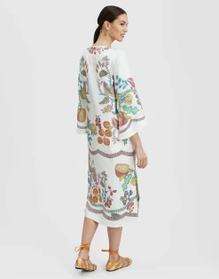 La DoubleJ Vestiti<The KaftanGrenadilla Plac&eacute;e Off White in Silk Twill
