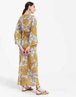 La DoubleJ Vestiti<The Wrap DressTangle Light Blue in Crepe De Chine