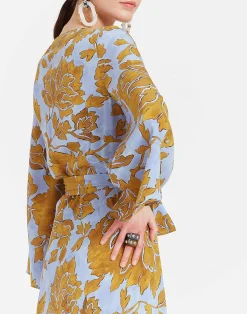 La DoubleJ Vestiti<The Wrap DressTangle Light Blue in Crepe De Chine