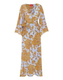 La DoubleJ Vestiti<The Wrap DressTangle Light Blue in Crepe De Chine