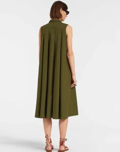 La DoubleJ Vestiti<Tootsie DressSolid Camouflage in Crisp Poplin With Lacey Ribbons