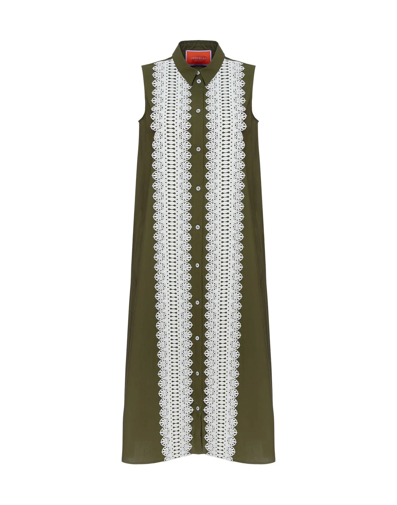 La DoubleJ Vestiti<Tootsie DressSolid Camouflage in Crisp Poplin With Lacey Ribbons