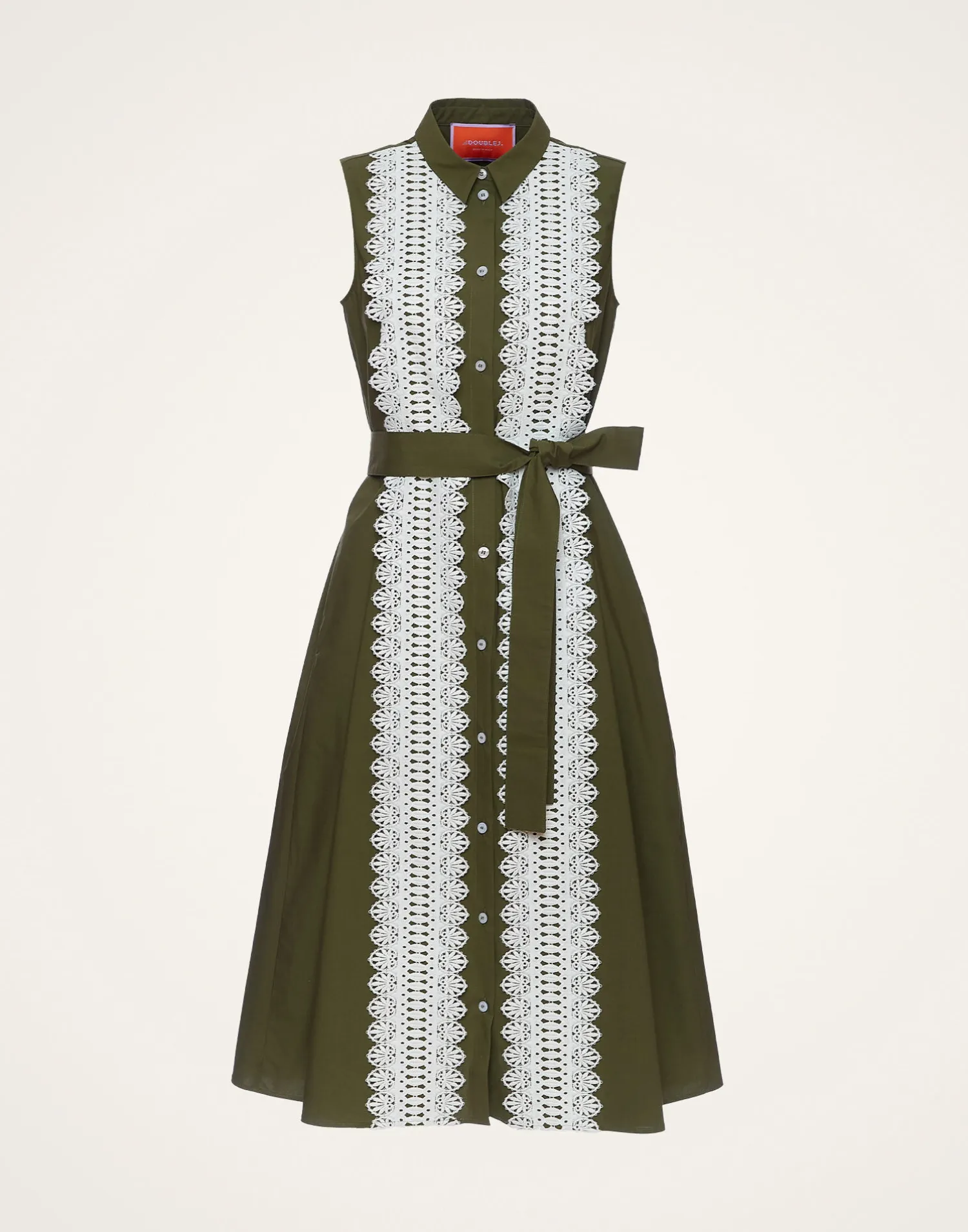 La DoubleJ Vestiti<Tootsie DressSolid Camouflage in Crisp Poplin With Lacey Ribbons
