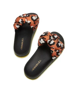 La DoubleJ Scarpe|Accessories<Treccia SlidesLady Leopard in Twill