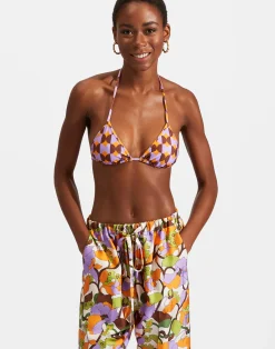La DoubleJ Moda Mare<Triangle Bikini TopMezzaluna Orange in Lycra