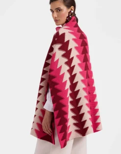 La DoubleJ Capispalla|Maglieria<Trine CapeBordeaux in Wool Intarsia