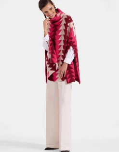 La DoubleJ Capispalla|Maglieria<Trine CapeBordeaux in Wool Intarsia