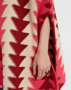 La DoubleJ Capispalla|Maglieria<Trine CapeBordeaux in Wool Intarsia