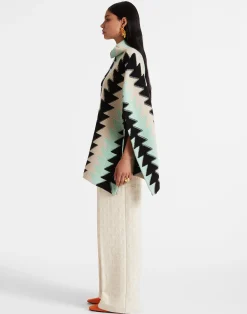 La DoubleJ Capispalla|Maglieria<Trine CapeMint in Wool Intarsia