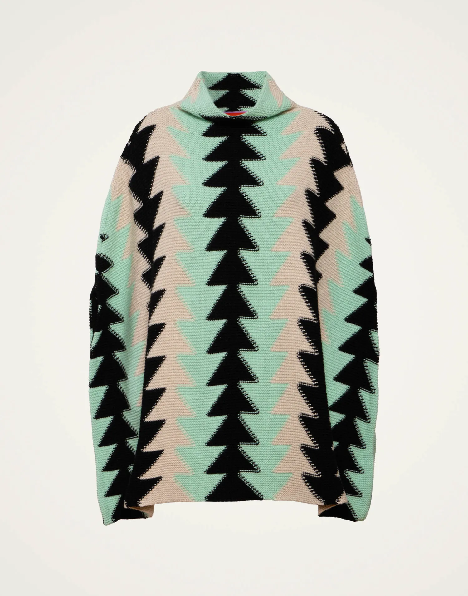 La DoubleJ Capispalla|Maglieria<Trine CapeMint in Wool Intarsia
