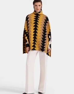 La DoubleJ Capispalla|Maglieria<Trine CapeYellow in Wool Intarsia