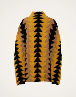 La DoubleJ Capispalla|Maglieria<Trine CapeYellow in Wool Intarsia