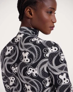 La DoubleJ Loungewear<TurtleneckAperol Black & White in Skinny Jersey
