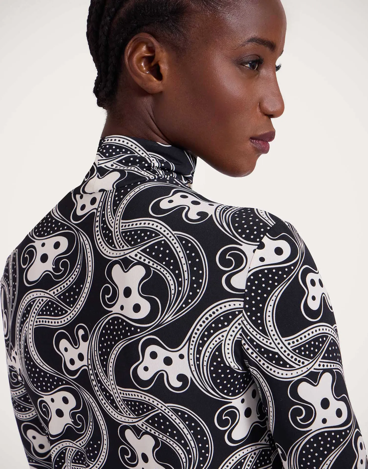 La DoubleJ Loungewear<TurtleneckAperol Black & White in Skinny Jersey