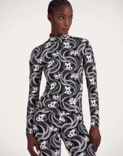 La DoubleJ Loungewear<TurtleneckAperol Black & White in Skinny Jersey