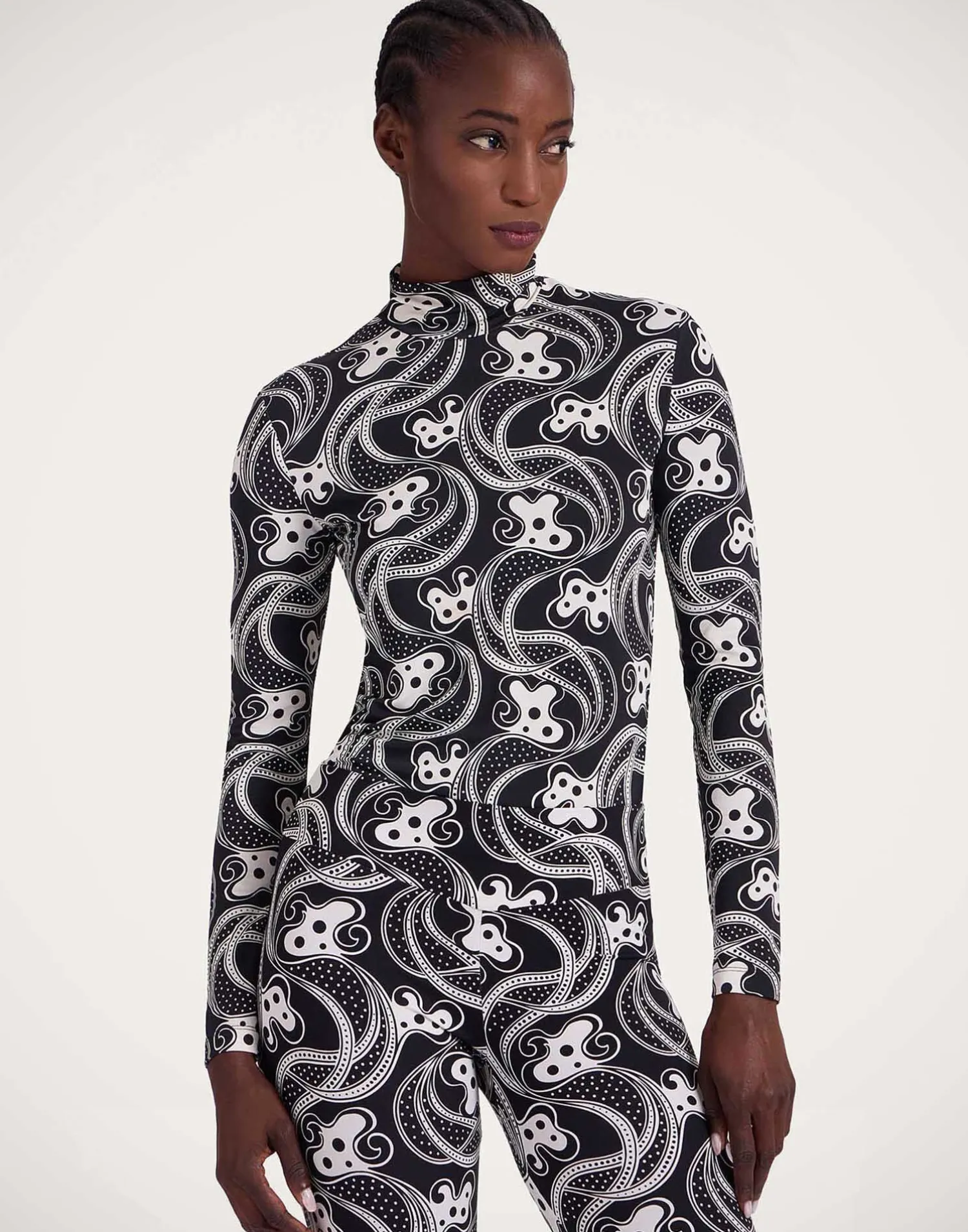 La DoubleJ Loungewear<TurtleneckAperol Black & White in Skinny Jersey