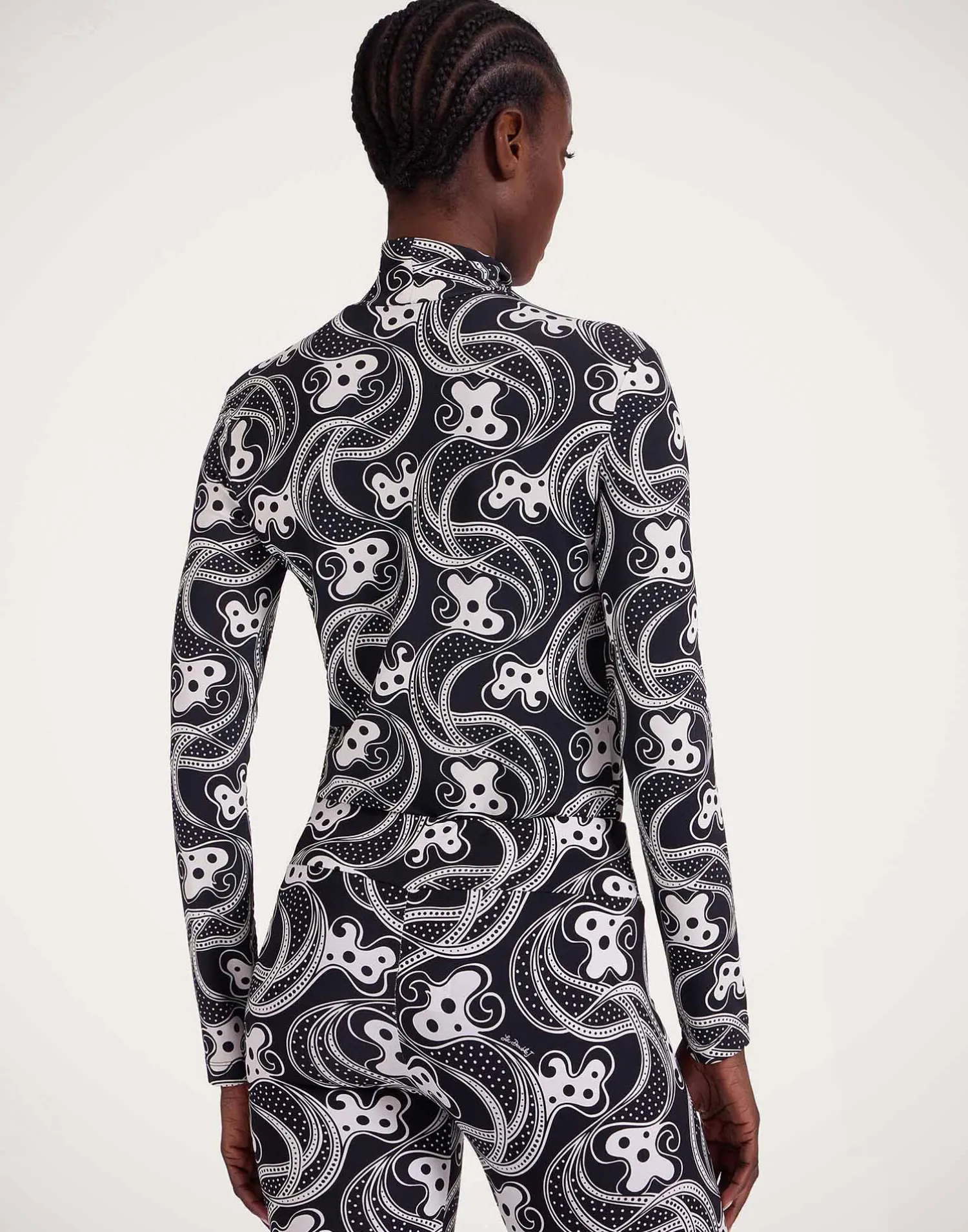 La DoubleJ Loungewear<TurtleneckAperol Black & White in Skinny Jersey