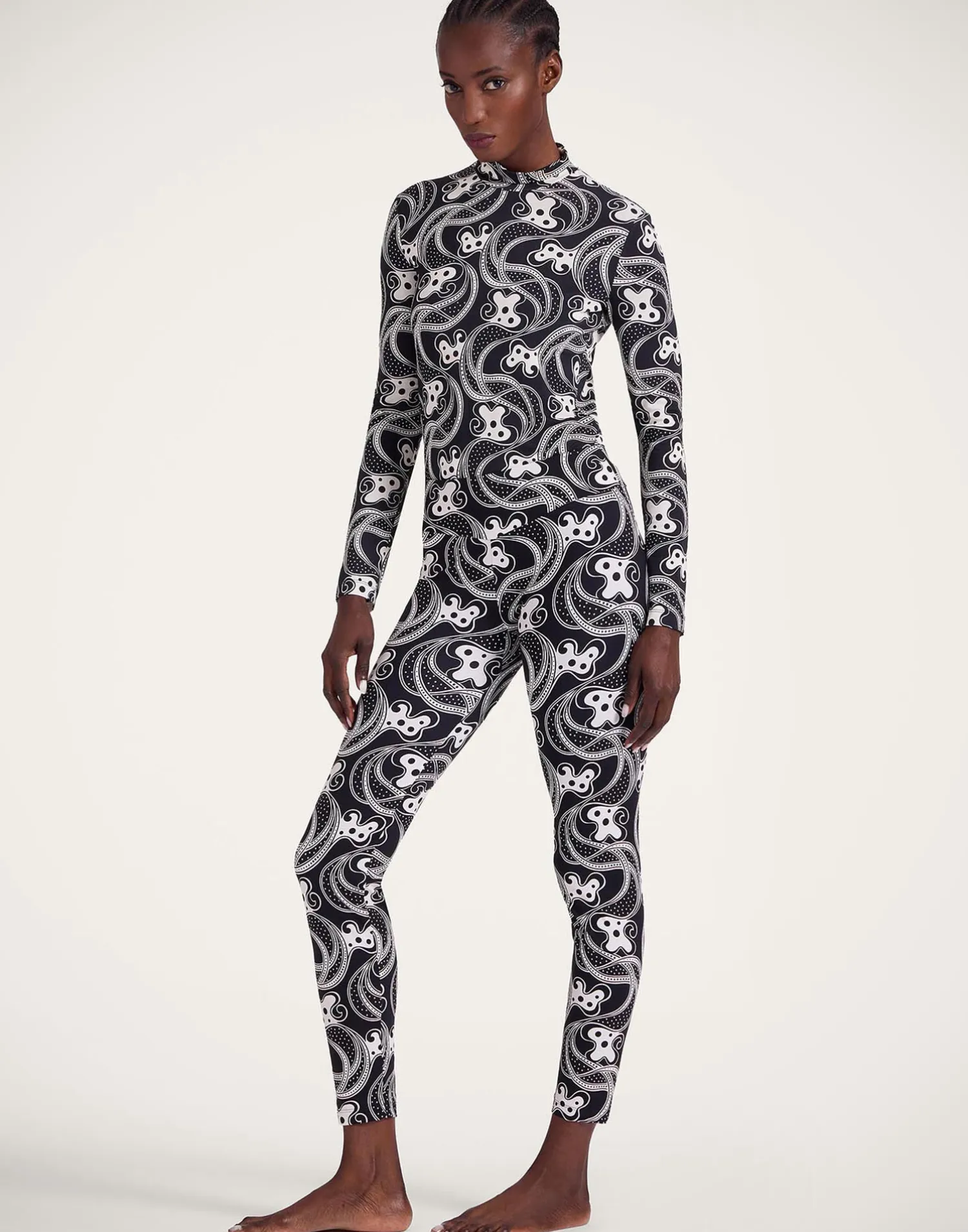 La DoubleJ Loungewear<TurtleneckAperol Black & White in Skinny Jersey
