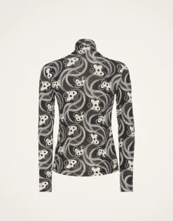La DoubleJ Loungewear<TurtleneckAperol Black & White in Skinny Jersey