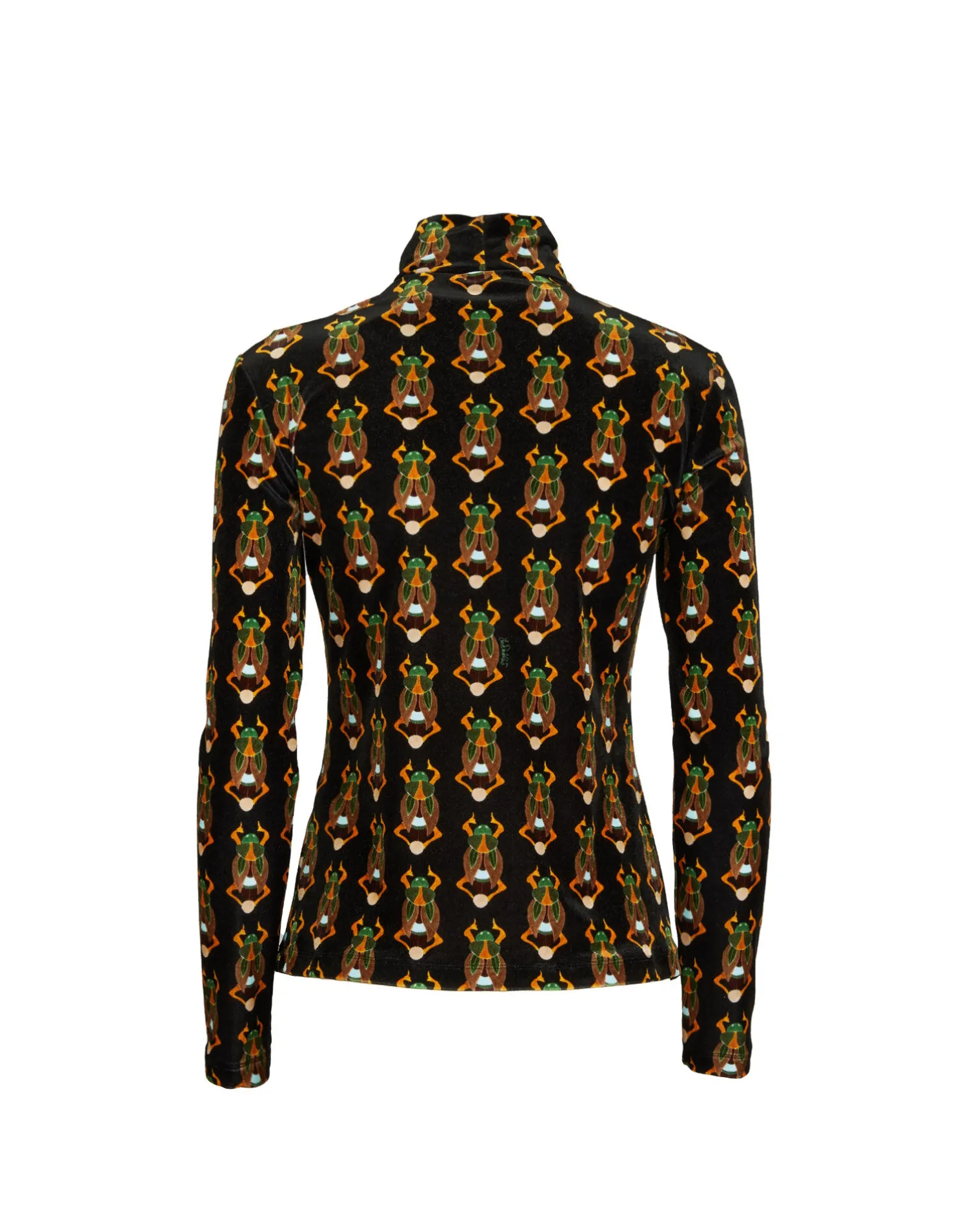 La DoubleJ Loungewear|Camicie E Top<TurtleneckScarab Black in Stretch Velvet